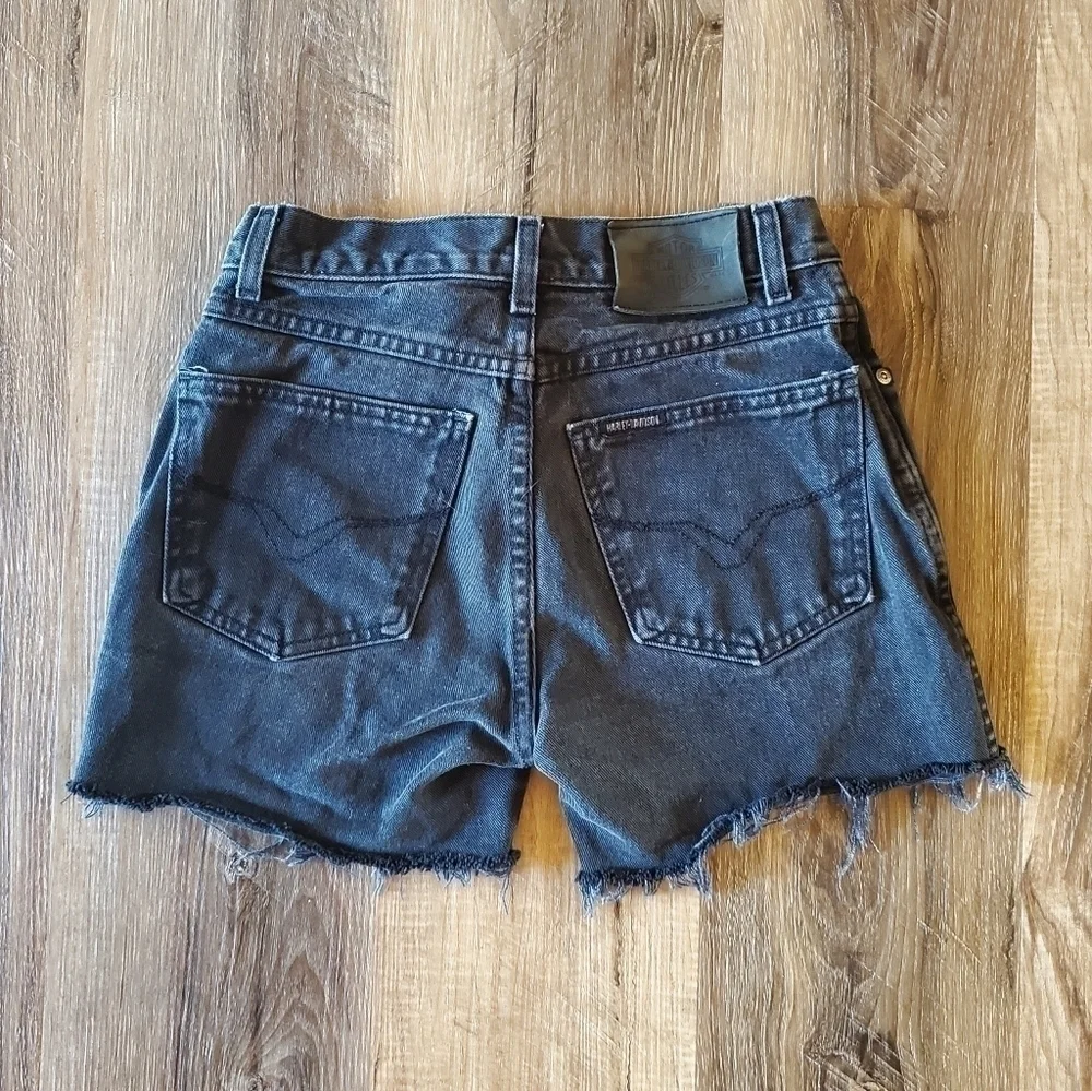 HARLEY Davidson Black Denim Shorts Size 4